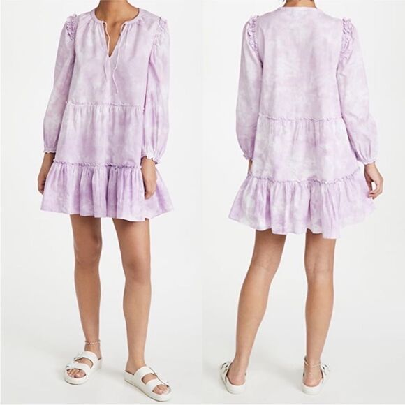 Generation Love Lilac tie dye Long Sleeve cotton Dress, S - Picture 2 of 11